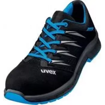 Uvex 69373 sapatos de segurança unissexo S1 P SRC, microveludo, entressola de aço, biqueira compósita, preto/azul, tamanho 43 6937343