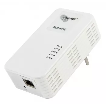 ALLNET ALL1681203-CH Powerline 1200 Mbps Gigabit PoE+ bridge com tomada integrada