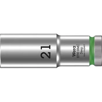 Wera 05004561001 Zyklop 8790 HMC 1/2 polegadas encaixe 21mm chave de caixa sextavada com punho estriado