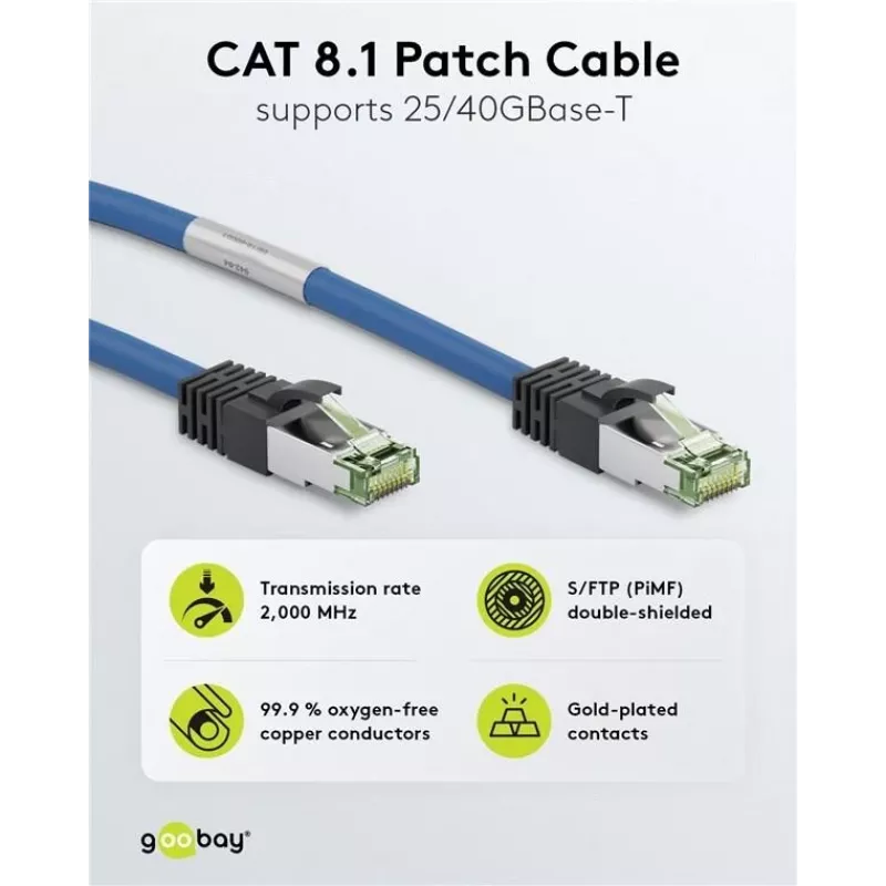 Wentronic Goobay 45661 cabo de rede Cat8.1 S/FTP 3m azul