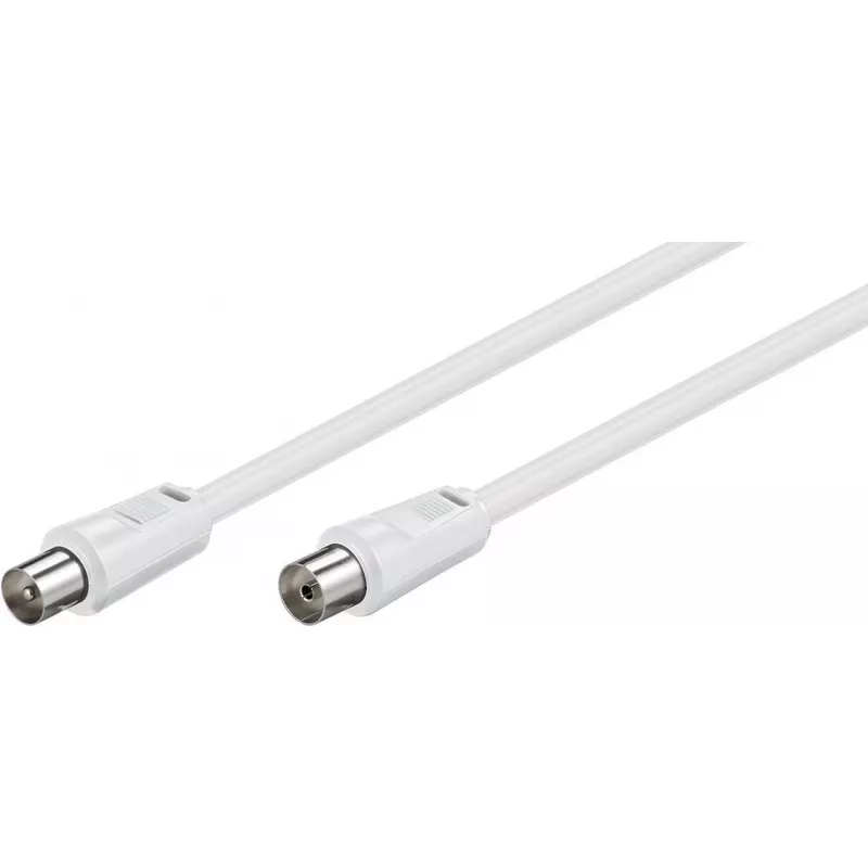 Wentronic Goobay cabo de antena, 100% blindado, branco, 1,5 m - ficha coaxial a conector fêmea coaxial (50717)