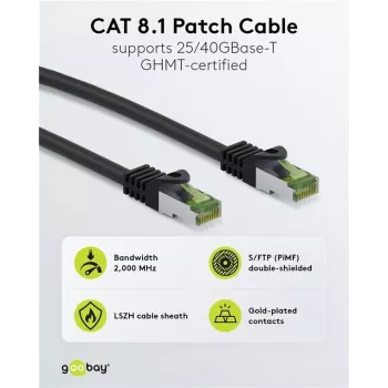 Wentronic Goobay cabo de patch CAT 8.1 S/FTP (PiMF), cinzento, 0,5 m 61114