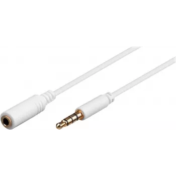 Cabo de extensão jack 3,5 mm Wentronic Goobay, branco, 0,5 m, TRRS 4 pinos, ficha para conector fêmea 62359