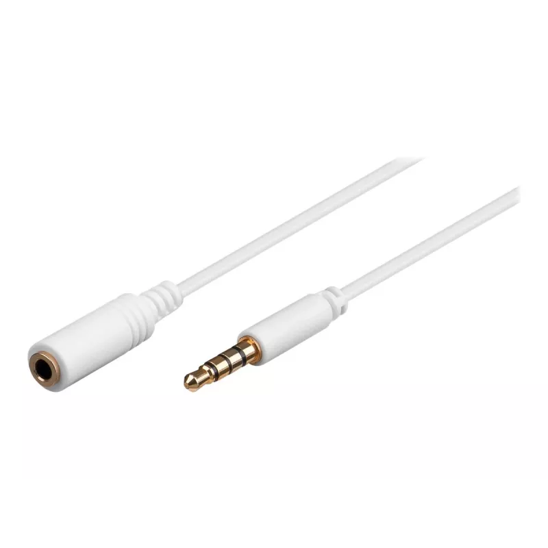 Cabo de extensão jack 3,5 mm Wentronic Goobay, branco, 0,5 m, TRRS 4 pinos, ficha para conector fêmea 62359