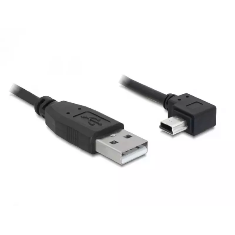 Cabo USB 2.0 Delock USB-A macho para Mini USB-B 5 pinos macho angular, 1 m, preto 82681