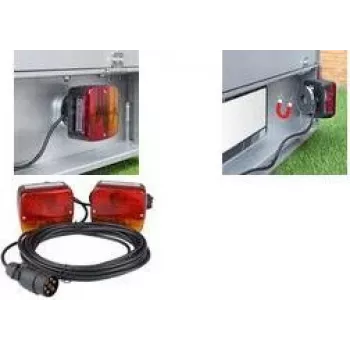 Conjunto de luzes traseiras de reboque IWH com base magnética, 6 funções, 12V, 2 luzes traseiras universais para reboques, automóveis, camiões, caravanas – 1 unid. (010219)