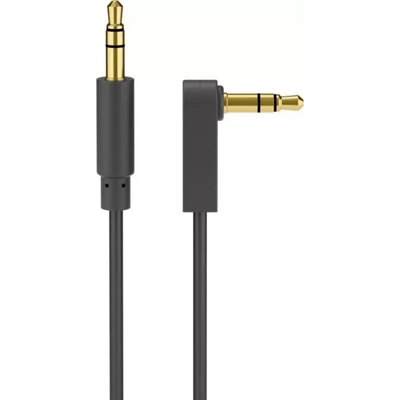Cabo jack estéreo 3,5 mm Wentronic Goobay, 1 m, preto, reto para angular 90°, ficha para ficha 67783