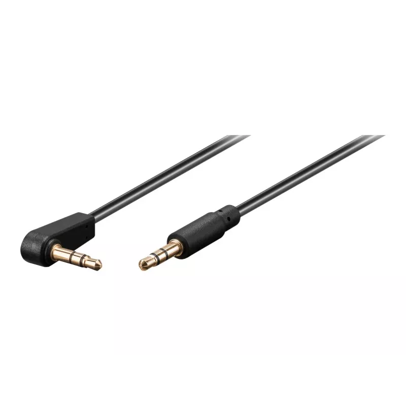 Cabo jack estéreo 3,5 mm Wentronic Goobay, 1 m, preto, reto para angular 90°, ficha para ficha 67783