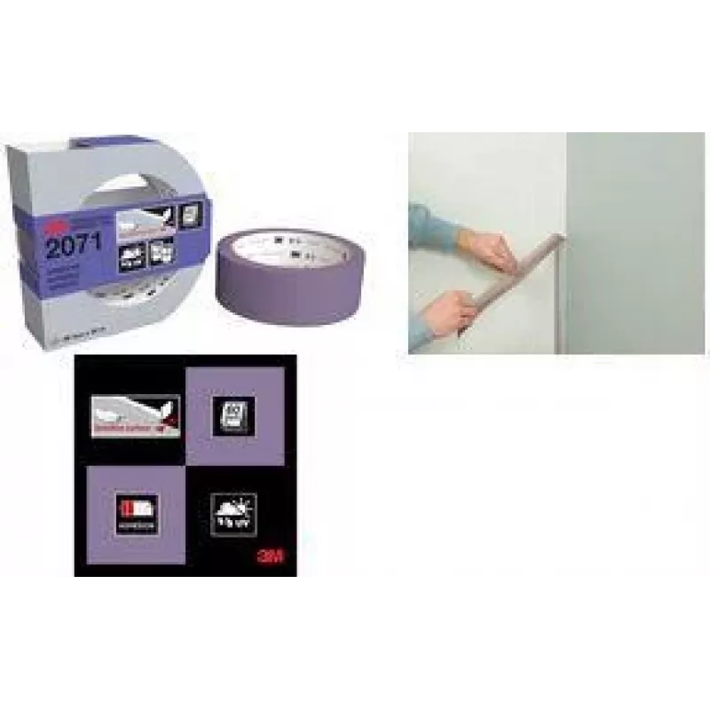 3M Fita de mascarar Painter's 2071, 36 mm x 50 m, violeta, bordas de pintura nítidas, para superfícies sensíveis PT207136