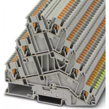 Phoenix Contact PT 2,5-PE/3L Bloco de terminais para motor, push-in, 3 níveis, PE, 2,5 mm², cinzento, 3210542