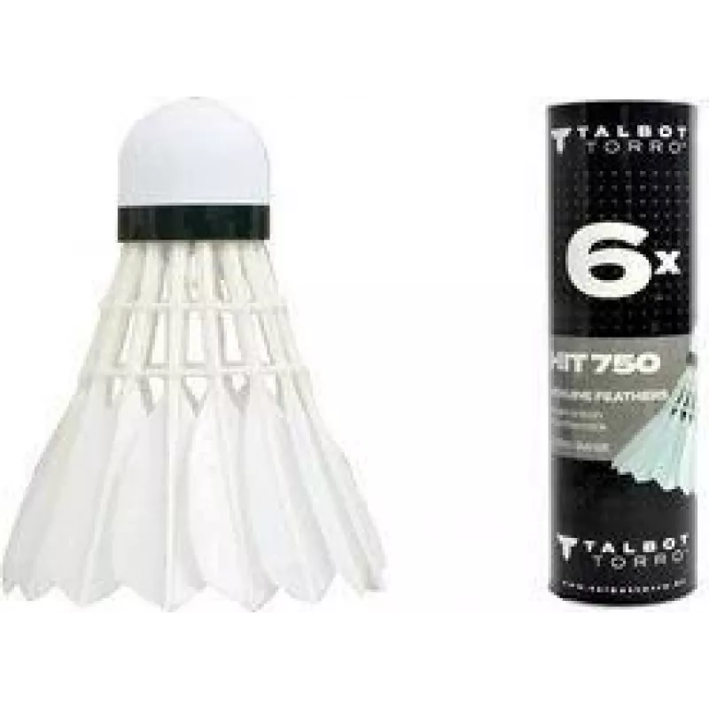 TALBOT torro Volante de badminton Hit 750, lento, branco - pena natural clássica com base de cortiça - 1 unid. 479082