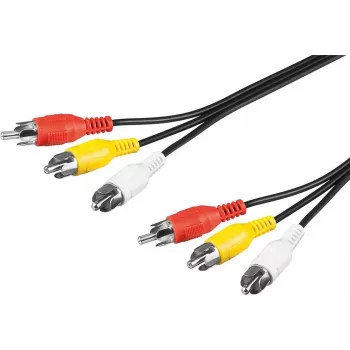Wentronic Goobay Cabo de ligação RCA 5 m, 3x RCA macho para 3x RCA macho 50383