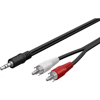 Wentronic Goobay Cabo adaptador 3,5 mm jack para 2x RCA, 20 m, preto 50779