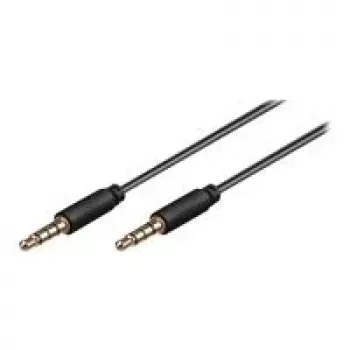 Wentronic Goobay Cabo de ligação jack 3,5 mm, preto, 2 m - ficha jack 3,5 mm (4 pinos, estéreo) para ficha jack 3,5 mm (4 pinos, estéreo) (63830)