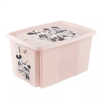 keeeper caixa de arrumação Karolina Minnie, 45 litros caixa empilhável e encaixável com tampa, polipropileno, Nordic Pink, 1 unid. 1223958124700