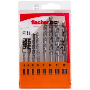 Fischer D-S 543027 conjunto de brocas helicoidais para pedra 8 peças