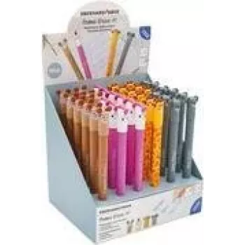 FABER-CASTELL EBERHARD FABER Animal Erase it! Expositor de canetas de gel, 36 canetas, tinta azul, 0,7 mm, apagável, recarregável 560109