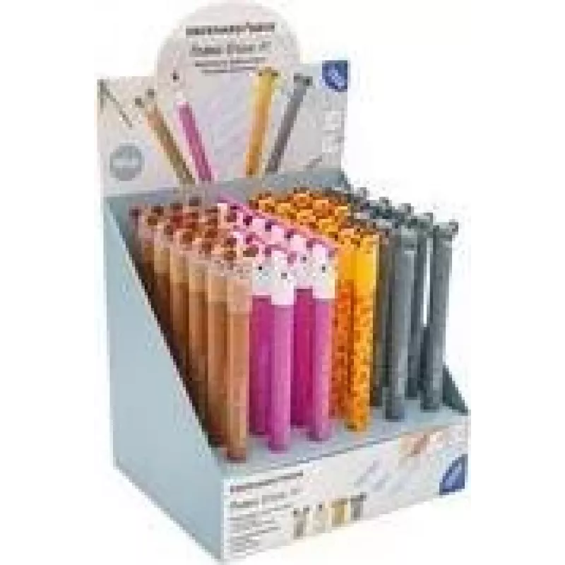 FABER-CASTELL EBERHARD FABER Animal Erase it! Expositor de canetas de gel, 36 canetas, tinta azul, 0,7 mm, apagável, recarregável 560109