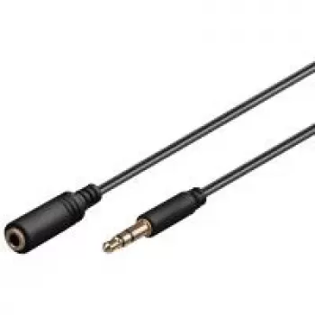 Wentronic Goobay Cabo de extensão jack 3,5mm, preto, 1 m - ficha 3,5mm para conetor fêmea 3,5mm, estéreo (97113)