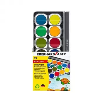 Faber-Castell Eberhard Faber Caixa de aguarelas Winner, 24 cores vivas, tampa transparente removível serve como paleta de mistura 578324