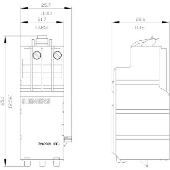 Disparador de subtensão SIEMENS 208-230V AC 50/60 Hz para disjuntor 3VA (3VA99080BB25)