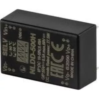 Mean Well NLDD-1400H Conversor DC/DC redutor Driver LED de corrente constante entrada 6-50V, saída 2-48V, 1400mA, regulação PWM, montagem PCB