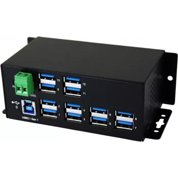 EXSYS EX-1112HMS Hub industrial USB 3.2 Gen 1 de 12 portas para calha DIN