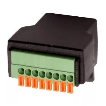 EXSYS EX-49112 Adaptador de conector fêmea RJ45 para bloco de terminais de 8 pinos com botão, CAT.5e