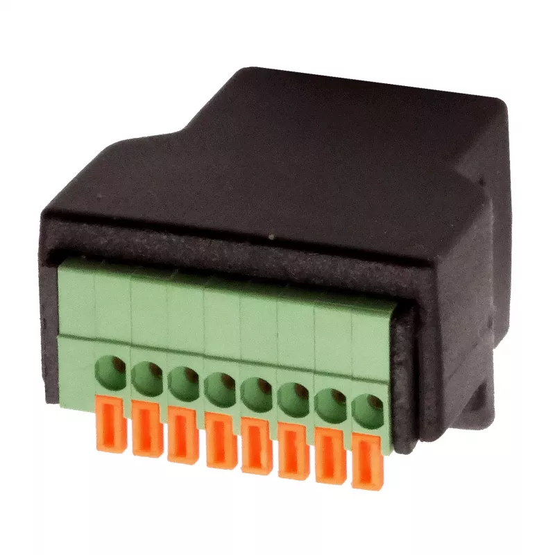 EXSYS EX-49112 Adaptador de conector fêmea RJ45 para bloco de terminais de 8 pinos com botão, CAT.5e