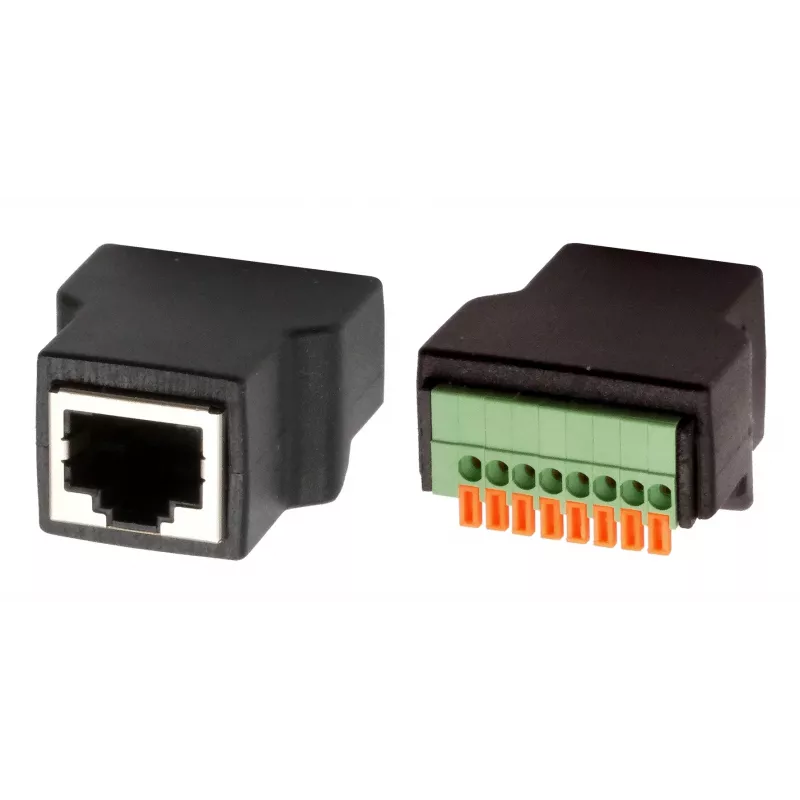 EXSYS EX-49112 Adaptador de conector fêmea RJ45 para bloco de terminais de 8 pinos com botão, CAT.5e