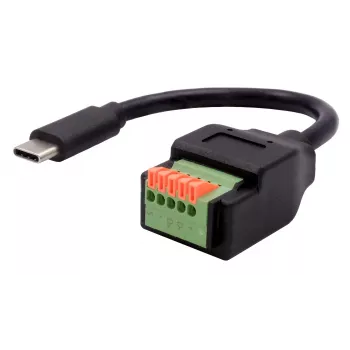 EXSYS Cabo adaptador USB-C macho para bloco de terminais de 5 pinos com botão, USB 2.0, 15 cm EX-49123