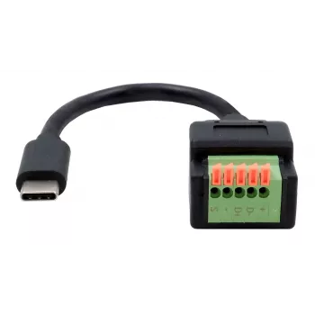 EXSYS Cabo adaptador USB-C macho para bloco de terminais de 5 pinos com botão, USB 2.0, 15 cm EX-49123