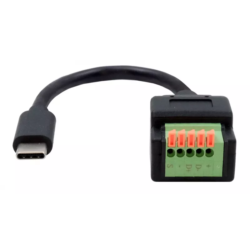 EXSYS Cabo adaptador USB-C macho para bloco de terminais de 5 pinos com botão, USB 2.0, 15 cm EX-49123