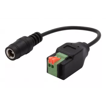 EXSYS Cabo adaptador conector fêmea DC 5,5x2,1mm para bloco de terminais de 2 pinos com botão, 15cm EX-49141