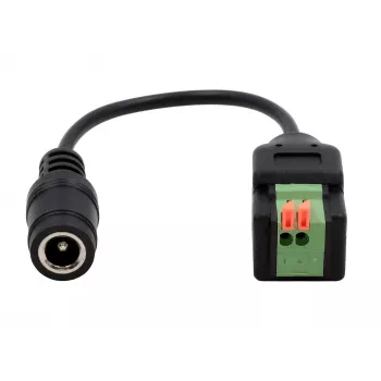 EXSYS Cabo adaptador conector fêmea DC 5,5x2,1mm para bloco de terminais de 2 pinos com botão, 15cm EX-49141