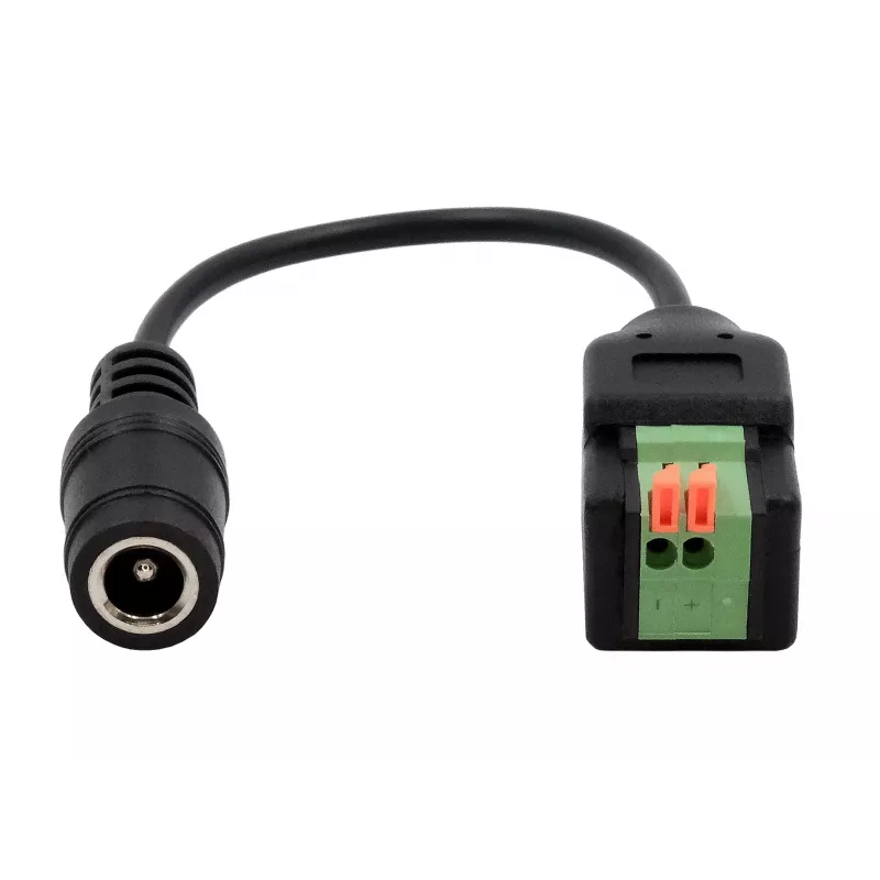 EXSYS Cabo adaptador conector fêmea DC 5,5x2,1mm para bloco de terminais de 2 pinos com botão, 15cm EX-49141