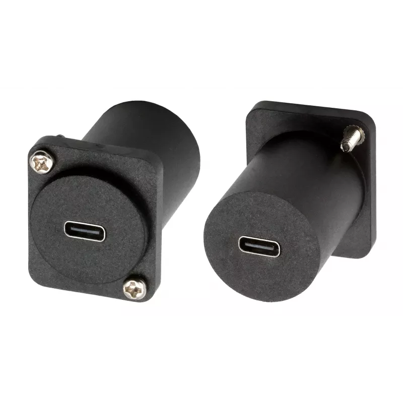 EXSYS adaptador D-Typ USB-C conector fêmea para conector fêmea, USB 3.2 Gen 1, montagem em painel, preto (EX-49158)
