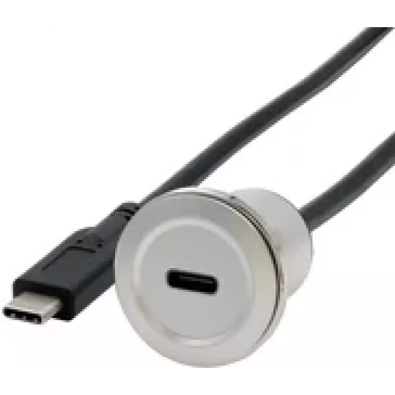 EXSYS EX-49183 Adaptador de encastrar metálico, USB-C fêmea para macho, USB 3.2 Gen 1, 30 cm