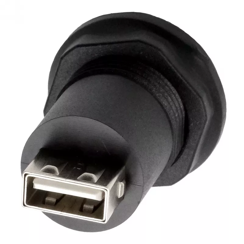 EXSYS EX-49212 Adaptador USB 2.0 de encastrar, USB-A fêmea para USB-A fêmea, preto