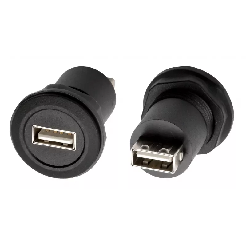 EXSYS EX-49212 Adaptador USB 2.0 de encastrar, USB-A fêmea para USB-A fêmea, preto