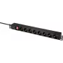 Renkforce RF-4604248 Régua de tomadas para rack 19 polegadas 1U com 8 tomadas Schuko, interruptor, cabo de 2 m, preto