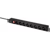 Renkforce RF-4604248 Régua de tomadas para rack 19 polegadas 1U com 8 tomadas Schuko, interruptor, cabo de 2 m, preto
