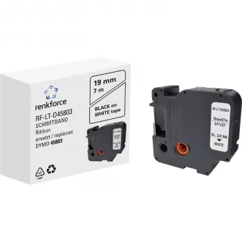 Renkforce RF-LT-D45803 Cassete de fita de rotulagem compatível DYMO D1, 19 mm, branco/preto, 7 m RF-6027838