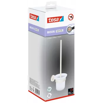 Conjunto de escova de sanita e suporte tesa MOON WHITE, autocolante, metal, branco mate 40571-00000-00