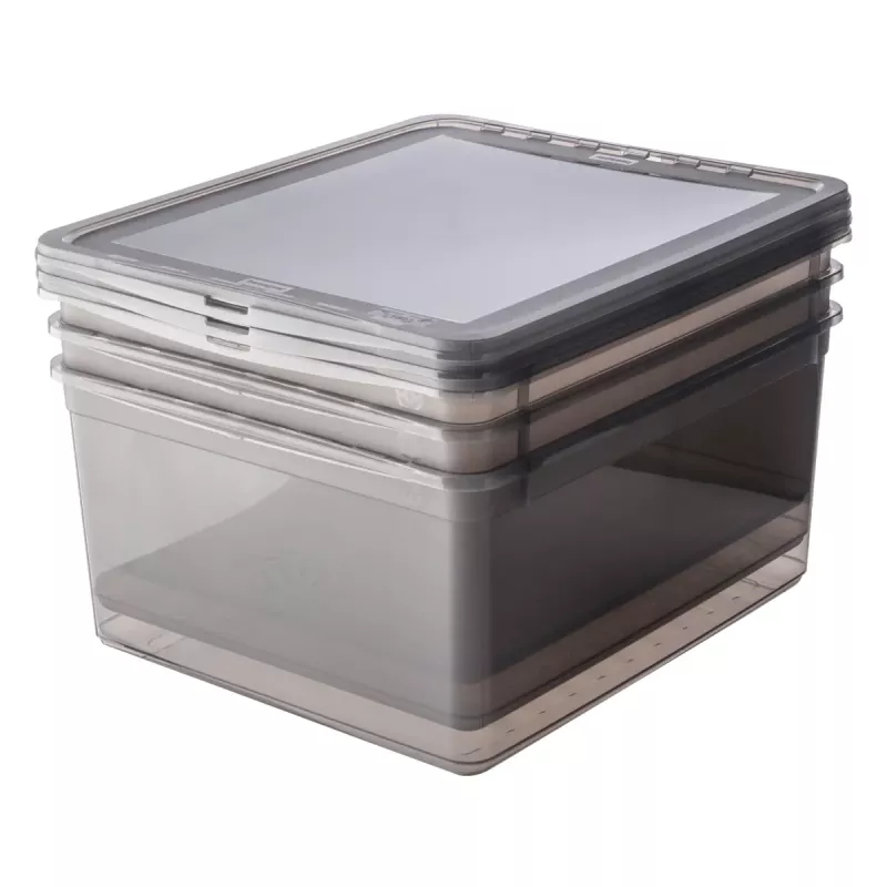 Conjunto de caixas de arrumação keeeper bea, 3x 18 L, cinzento cristal, tampa Air-Control 3003182700000