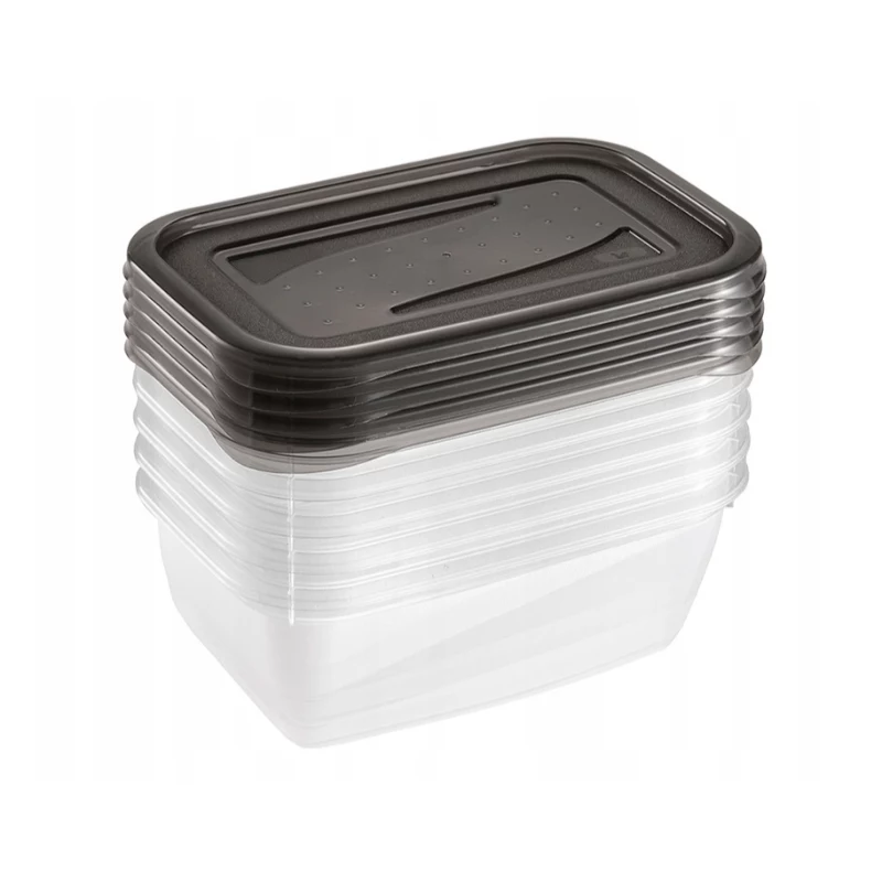 keeeper fredo fresh conjunto de recipientes de arrumação para alimentos, 5x 0,5 L, retangular, transparente com tampas cinzentas 3067282700000