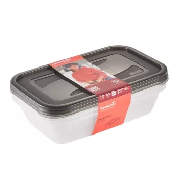 keeeper fredo fresh conjunto de recipientes de arrumação, 3 x 2,4 L, retangular, transparente com tampas cinzentas 3067982700000