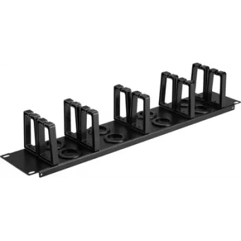 Renkforce RF-7116968 painel de gestão de cabos para rack 19 polegadas 2U suportes de cabos rotativos 360° preto