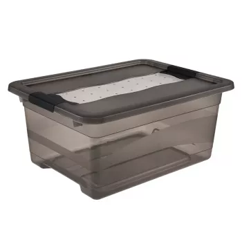 keeeper Cornelia caixa de arrumação, 12 L, cinzento cristal transparente, com tampa deslizante 1094182700000