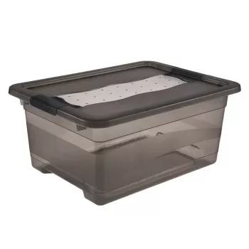 keeeper Cornelia caixa de arrumação, 12 L, cinzento cristal transparente, com tampa deslizante 1094182700000